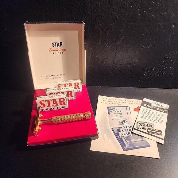 STAR Double Edge Razor Plus Blades NEW Display Pack W Original Papers complete - Picture 1 of 13
